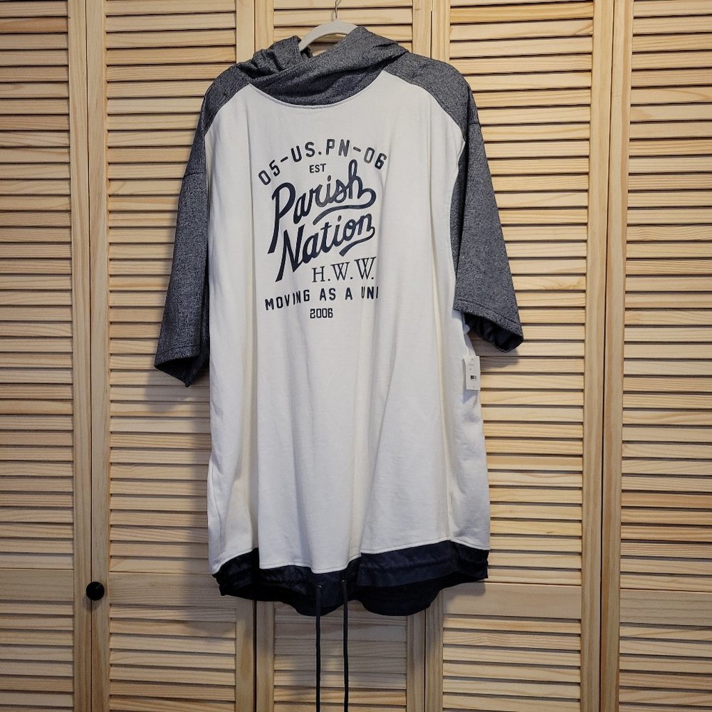 Mens Big and Tall Parish Nation Mixed Media Hooded Tee Shirt 5XL